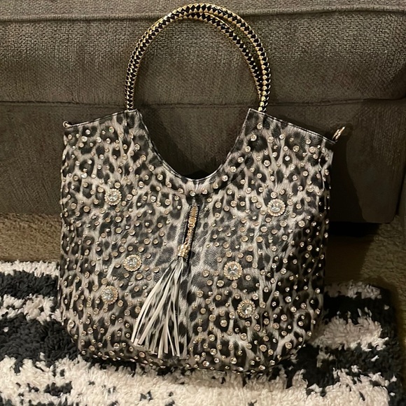 Handbags - Animal Print bling handbag purse